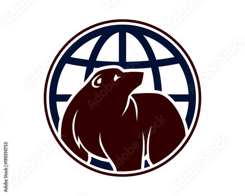 globe bear grizzly polar beast animal fauna image vector icon logo silhouette