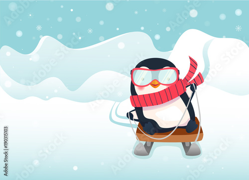 penguin on sled