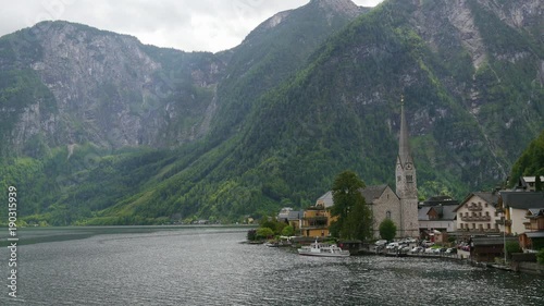 Wallpaper Mural Beautiful Hallstatt village and Lake Hallstatt in Hallstatt-Dachstein Salzkammergut, Austria Torontodigital.ca