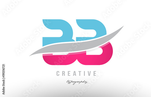 bb b b  blue pink modern alphabet letter logo combination icon design