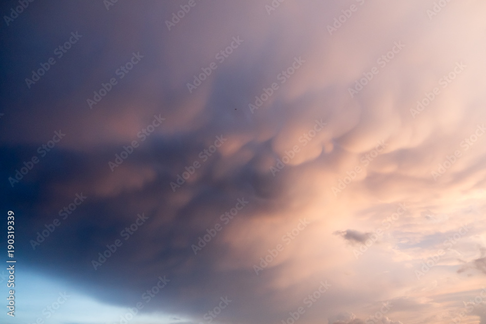 colorful dramatic sky with cloud at sunset