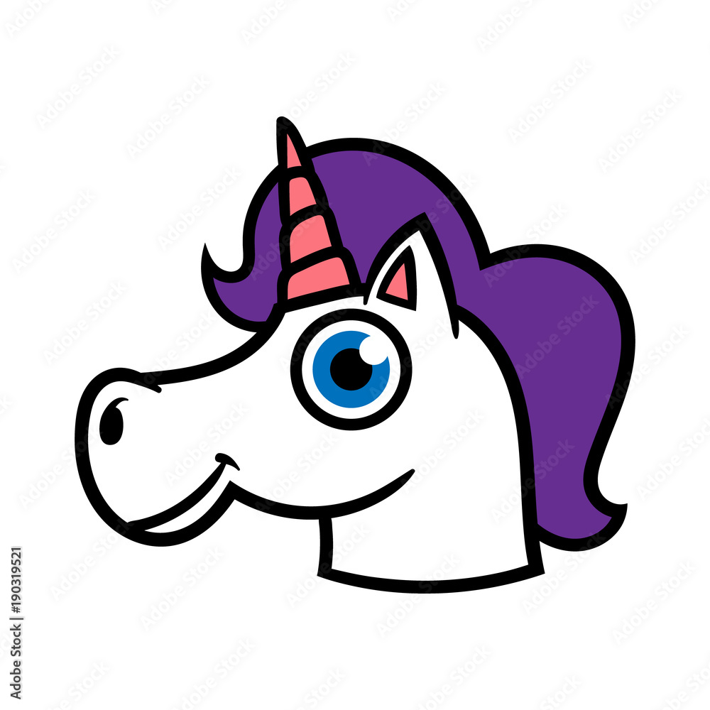 Obraz premium Cartoon Unicorn Head