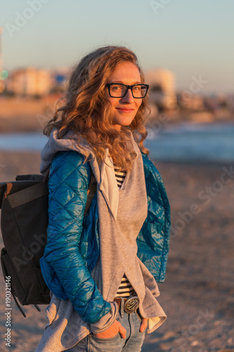 Solo traveller female with backpack