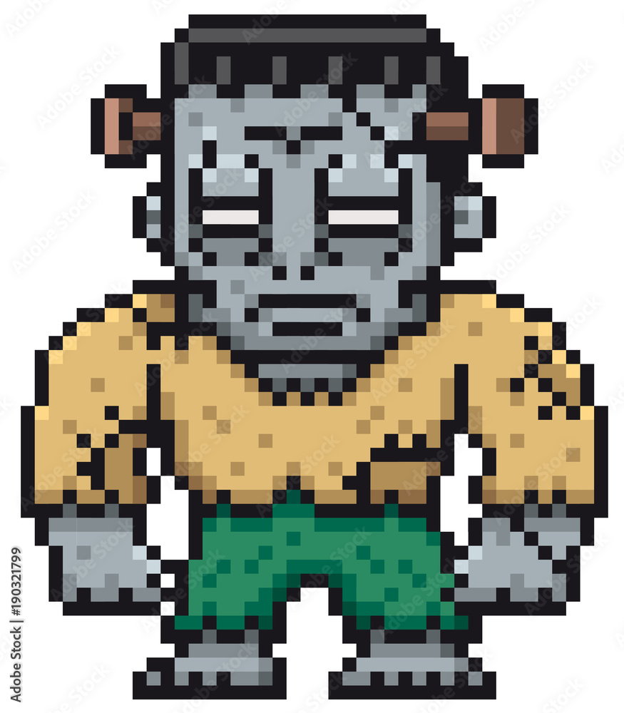 Vector illustration of Cartoon Zombie - Pixel design Vector illustration of Cartoon Zombie - Pixel design