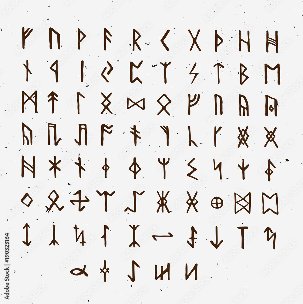 Set Of Old Norse Scandinavian Runes Runic Alphabet Futhark Ancient 