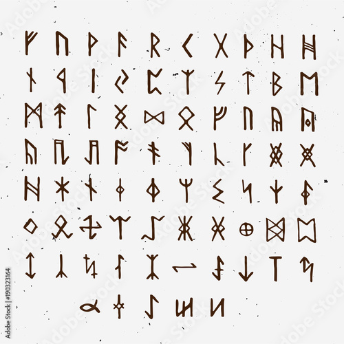 Obraz na plátně Set of Old Norse Scandinavian runes