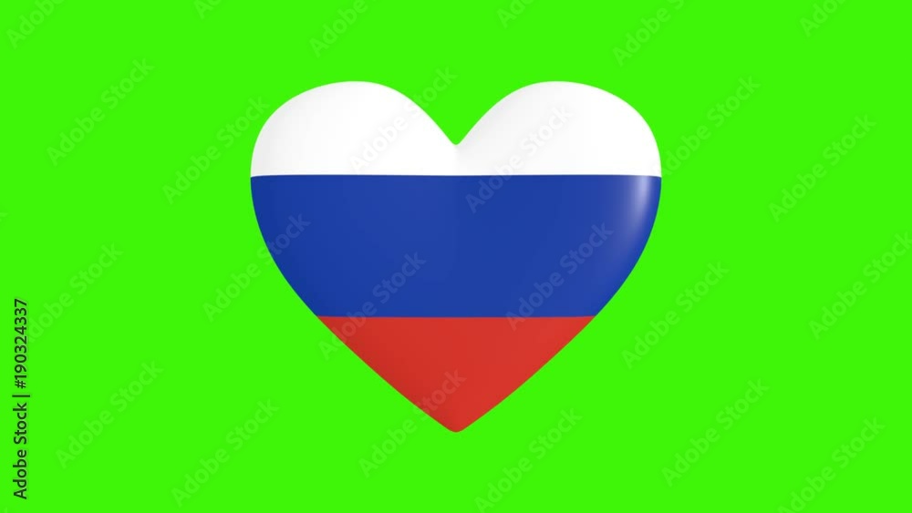 Pulsating heart in the colors of Russia flag, on a transparent ...