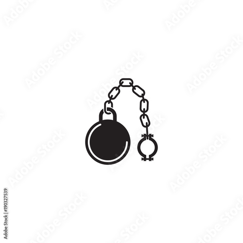Fetter with chain and ball vector icon