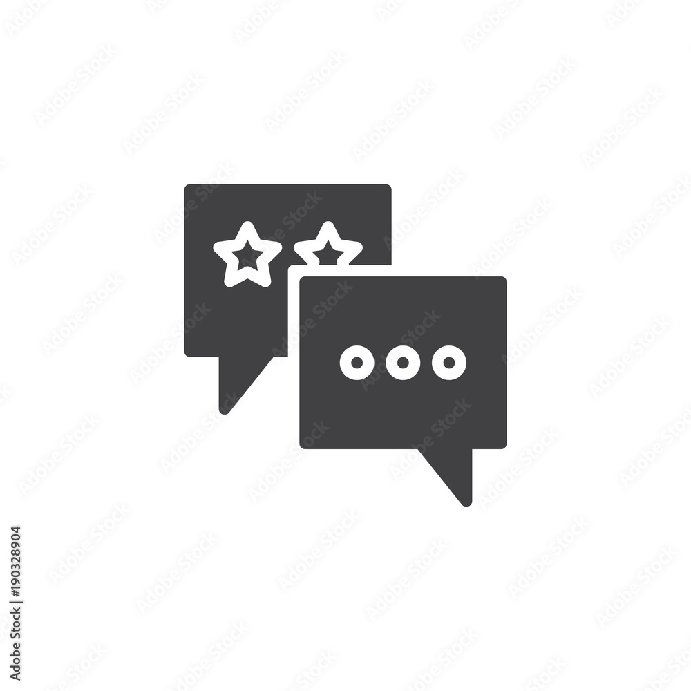 Favorite chat icon vector, filled flat sign, solid pictogram isolated on white. Speech bubble with stars symbol, logo illustration. Favorite chat icon vector, filled flat sign, solid pictogram isolated on white. Speech bubble with stars symbol, logo illustration.