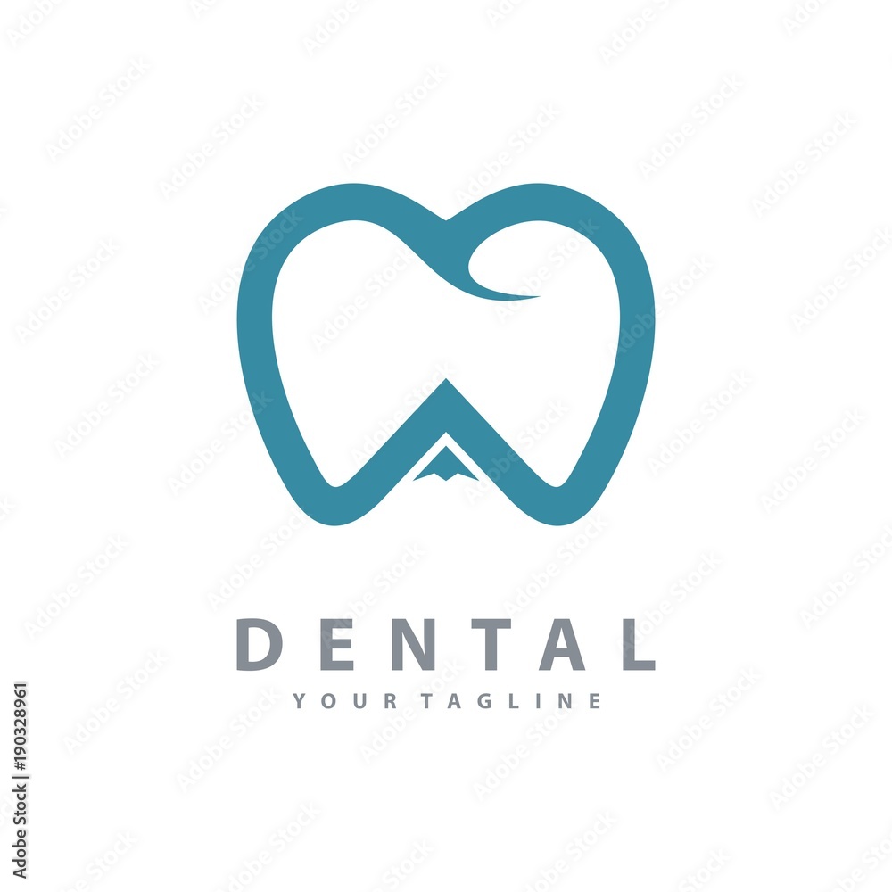 Dental Clinic Logo, Dental Logo, Mountain Dental Logo Outline Design