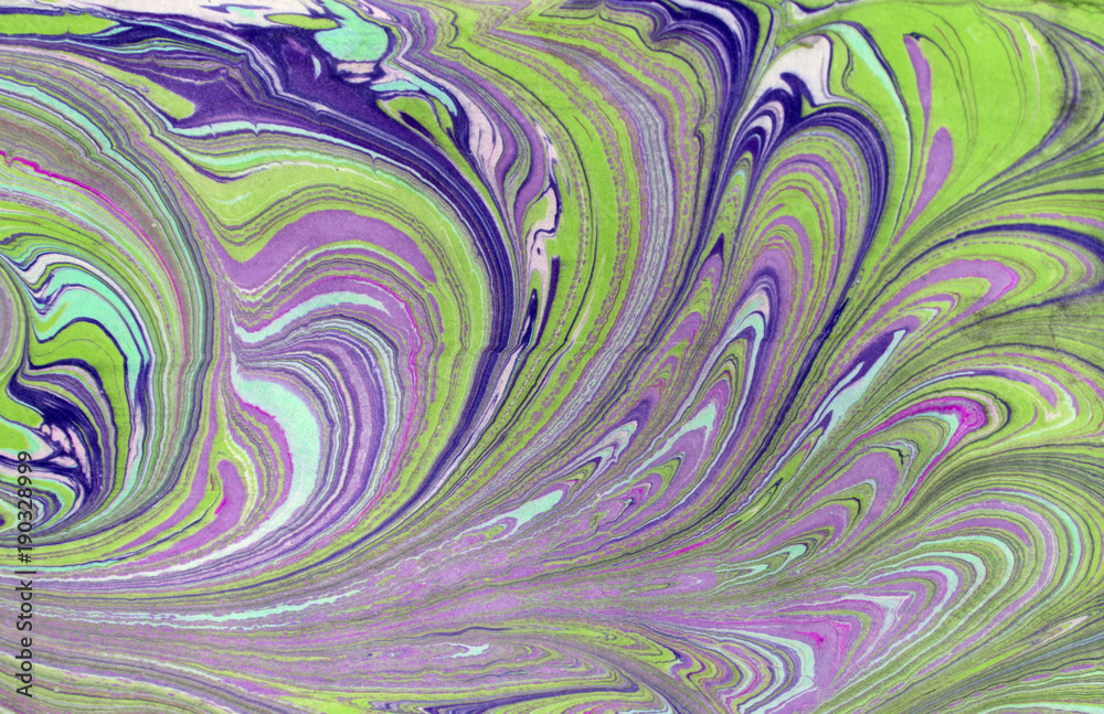 Ink marble texture. Ebru handmade wave background. Kraft paper surface. Unique art illustration. Liquid marbling texture.