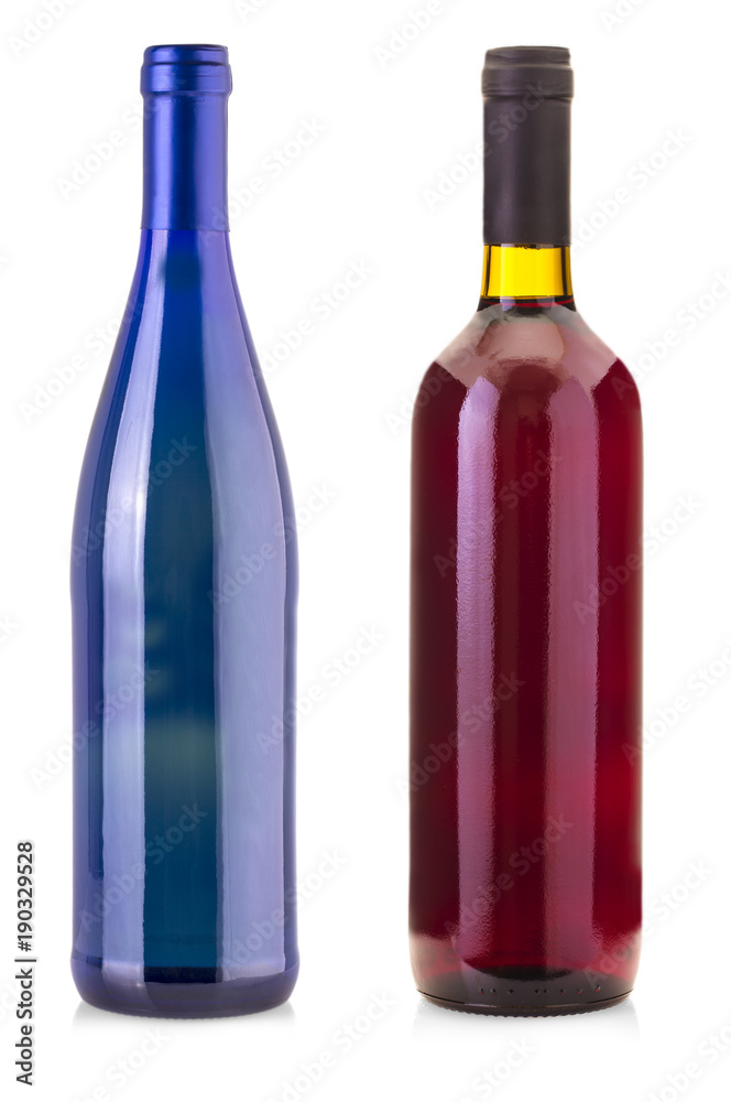 bottles of wine isolated on white background. bottles of wine isolated on white background.