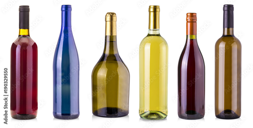 bottles of wine isolated on white background. bottles of wine isolated on white background.
