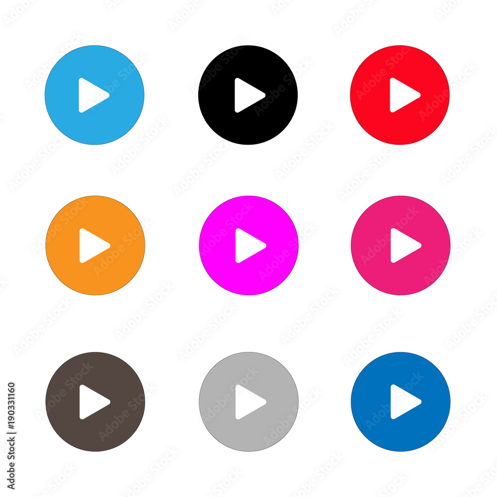 play sign icon set. play button on white background. flat style. play sign icon set. play button on white background. flat style.