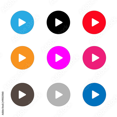play sign icon set. play button on white background. flat style.