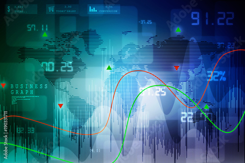 2d rendering Stock market online business concept. business Graph 