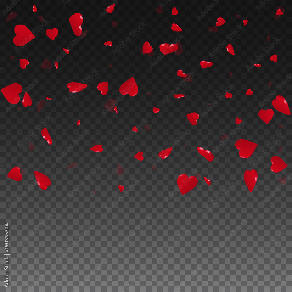 3d hearts valentine background. Top gradient square on transparent grid dark background. 3d hearts valentines day awesome design. Vector illustration. 3d hearts valentine background. Top gradient square on transparent grid dark background. 3d hearts valentines day awesome design. Vector illustration.