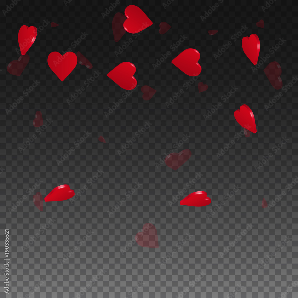 3d hearts valentine background. Top gradient on transparent grid dark background. 3d hearts valentines day attractive design. Vector illustration. 3d hearts valentine background. Top gradient on transparent grid dark background. 3d hearts valentines day attractive design. Vector illustration.