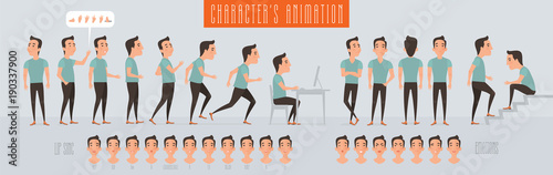 Set of vector elements for man animation