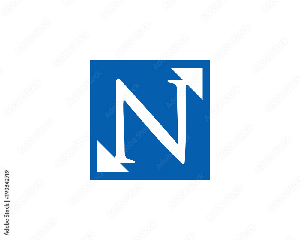 n letter square logo