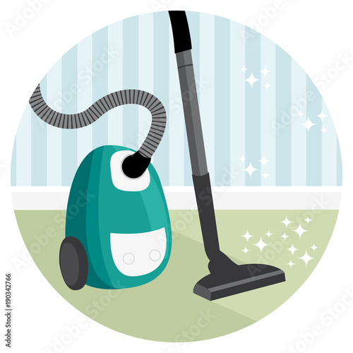 Vaccum house cleaning vector icon.
