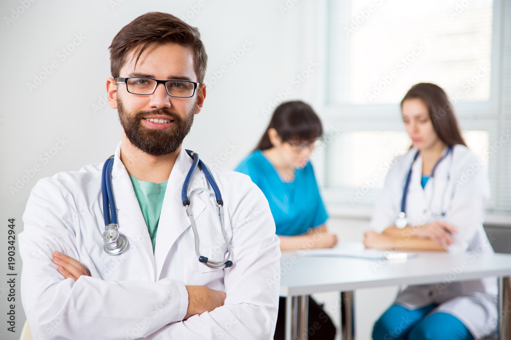 Portrait of a young doctor in a clinic Portrait of a young doctor in a clinic