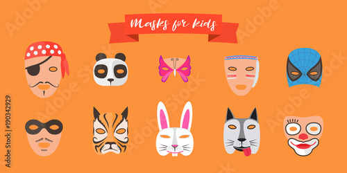 Masks for kids with animals vector illustration