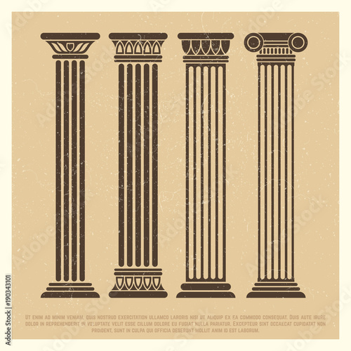 Poster with ancient columns set