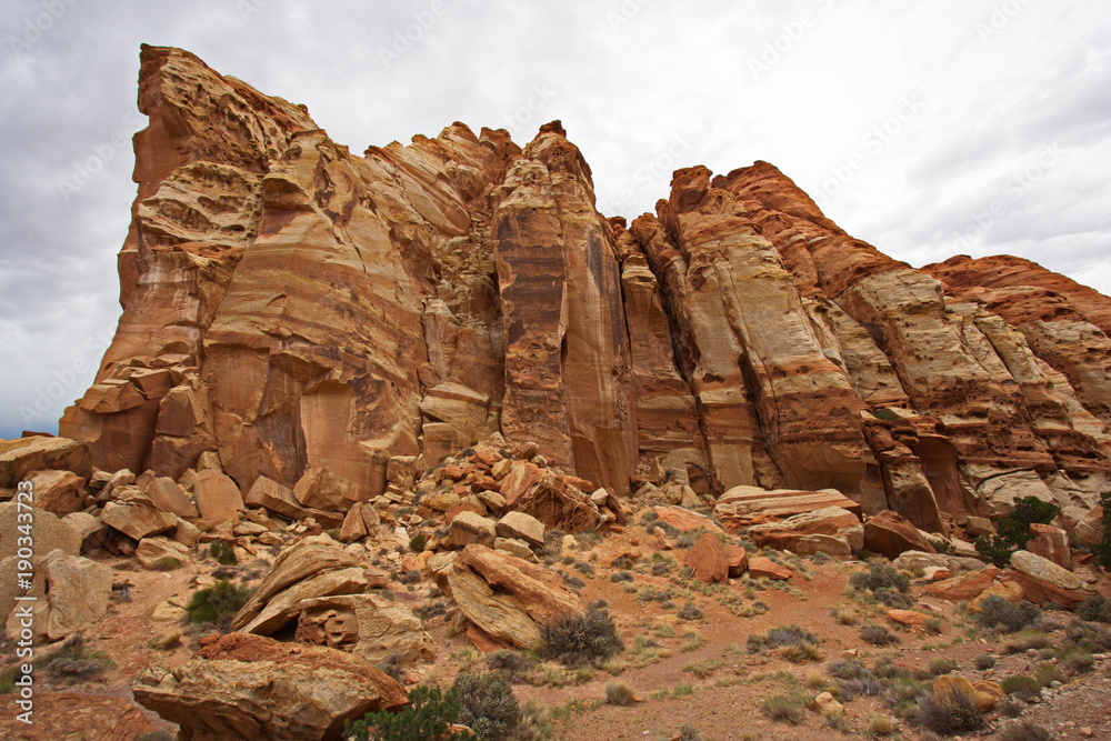 Rock formation on Cohab Canyon Trail in Capitol Reef NP in Utah in the USA
