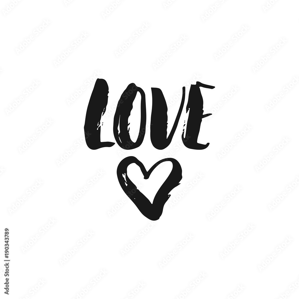 Love - hand drawn lettering phrase isolated on the white background. Fun brush ink inscription for photo overlays, greeting card or print, poster design. Love - hand drawn lettering phrase isolated on the white background. Fun brush ink inscription for photo overlays, greeting card or print, poster design.