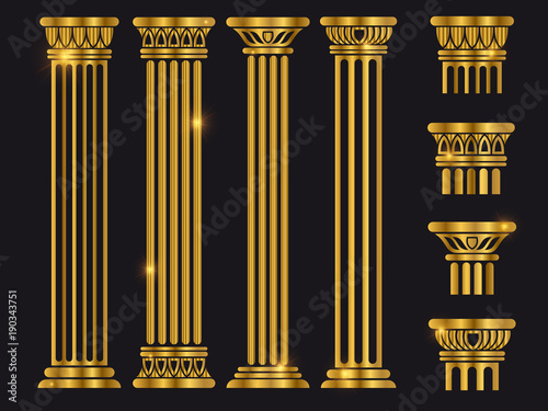 Ancient rome architecture column vector set