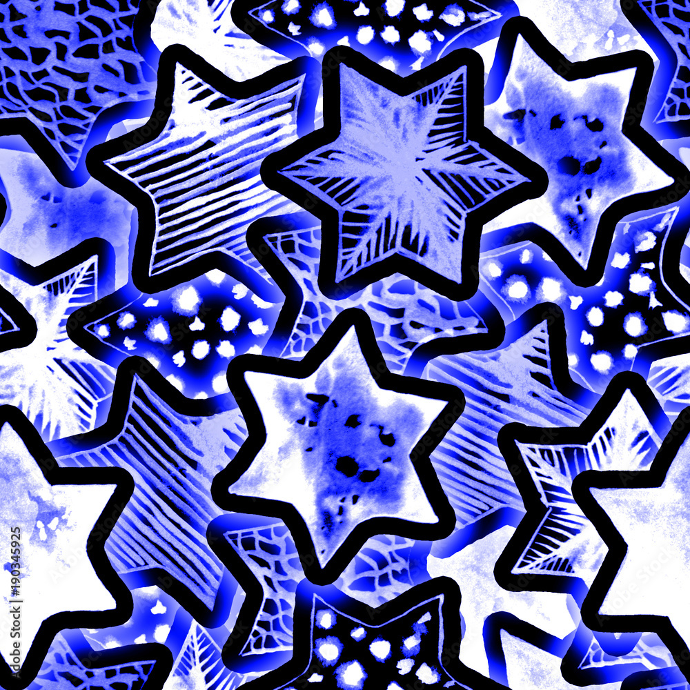Festive Magic Seamless Pattern with Neon Watercolor Stars. Lighting Christmas Tree Garland Background. New Year Flashlights. Hand drawn star print for wrapping, textile, wallpaper, cards, books. Festive Magic Seamless Pattern with Neon Watercolor Stars. Lighting Christmas Tree Garland Background. New Year Flashlights. Hand drawn star print for wrapping, textile, wallpaper, cards, books.