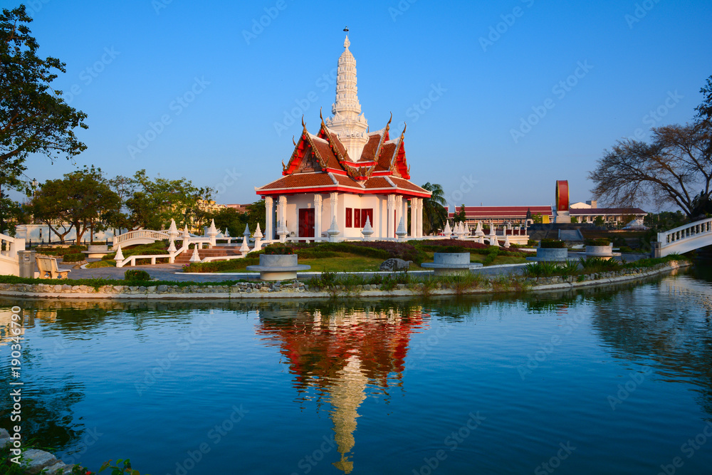 Naklejka premium This Landmark building is City pillar of Phetchaburi province, Thailand. (Worship place)