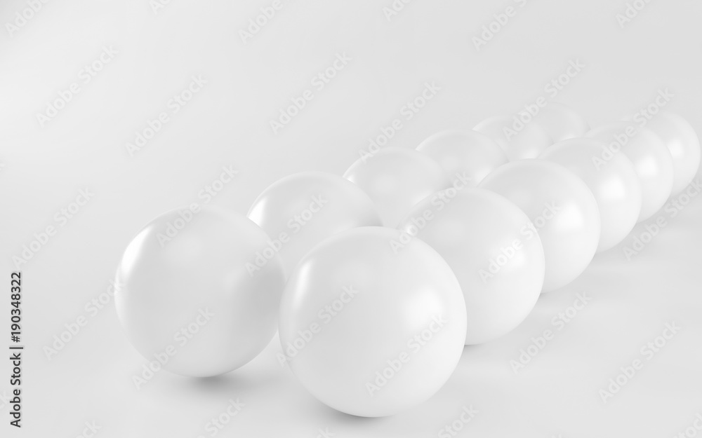 White spheres an arrow on white background. 3d render White spheres an arrow on white background. 3d render