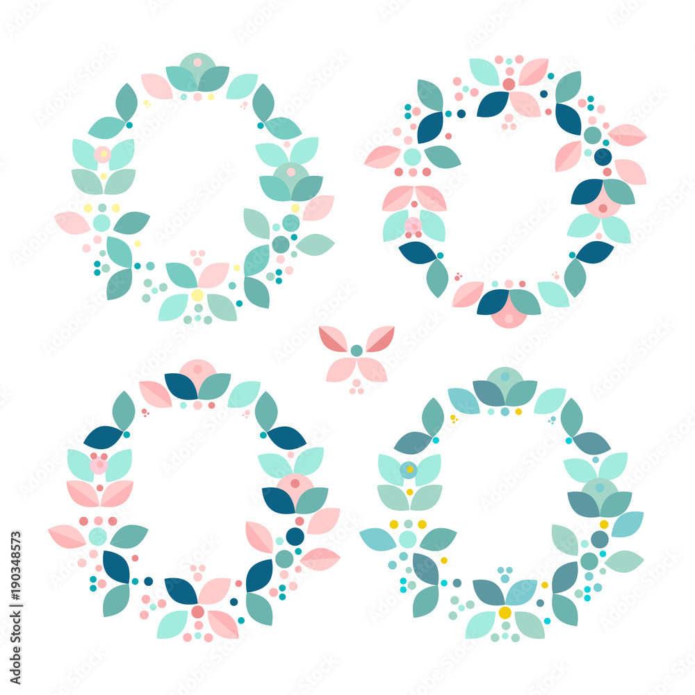 Beautiful Floral Frame or Floral Wreath Border. Cute decorative background for wedding invitations, greeting cards, birthday, etc. Vector illustration.