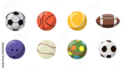 Balls icon set  cartoon style
