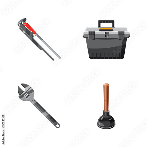 Bath tool icon set, cartoon style