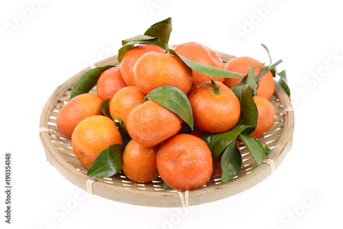 Fresh oranges on a white background