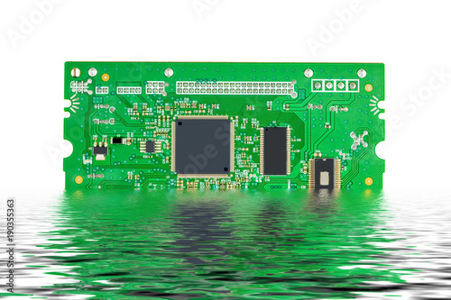 The electronic circuit boards of DVD Writer dip in water.