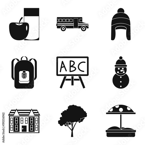 Kidskin icons set, simple style