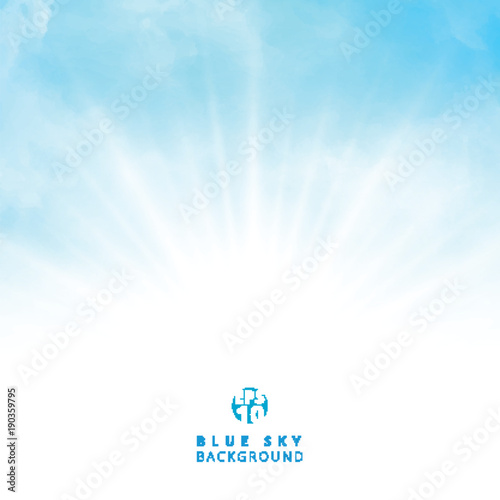 White cloud detail in blue sky with lighting blank copy space for your text