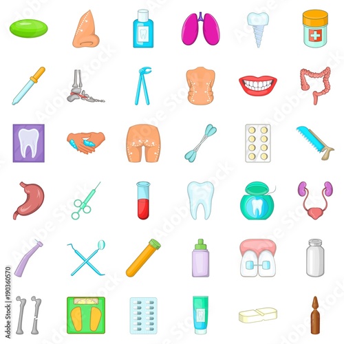 Health issues icons set, cartoon style