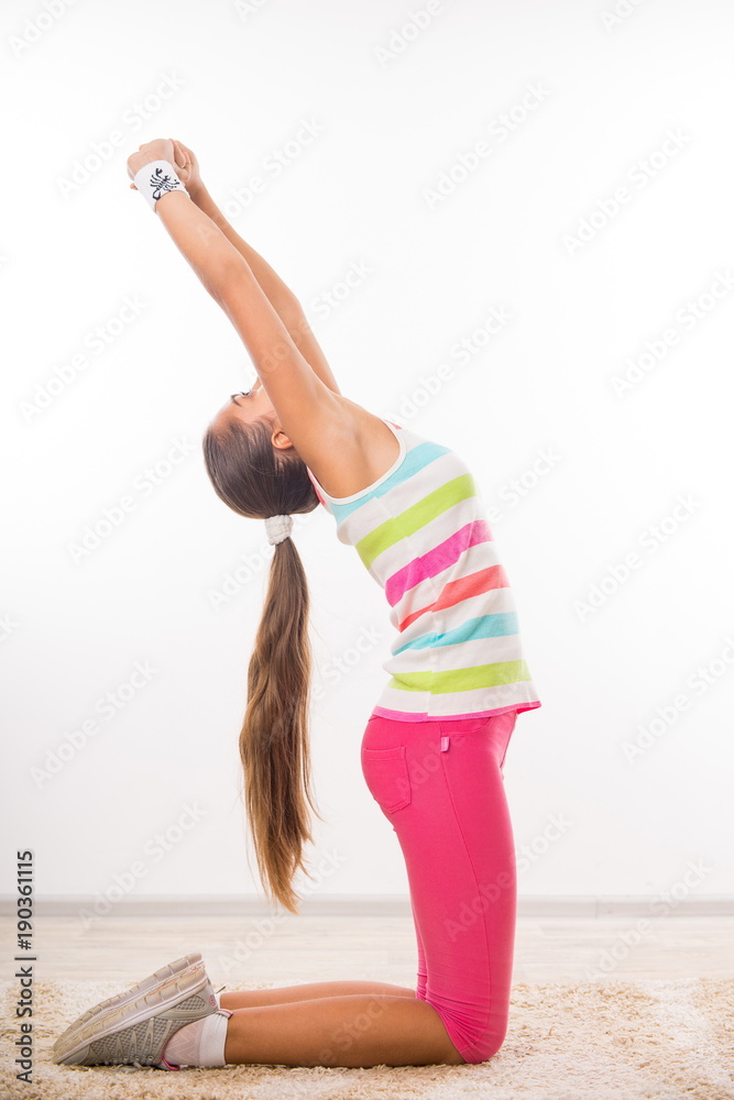 Stretching. Teen Girl Image & Photo (Free Trial)