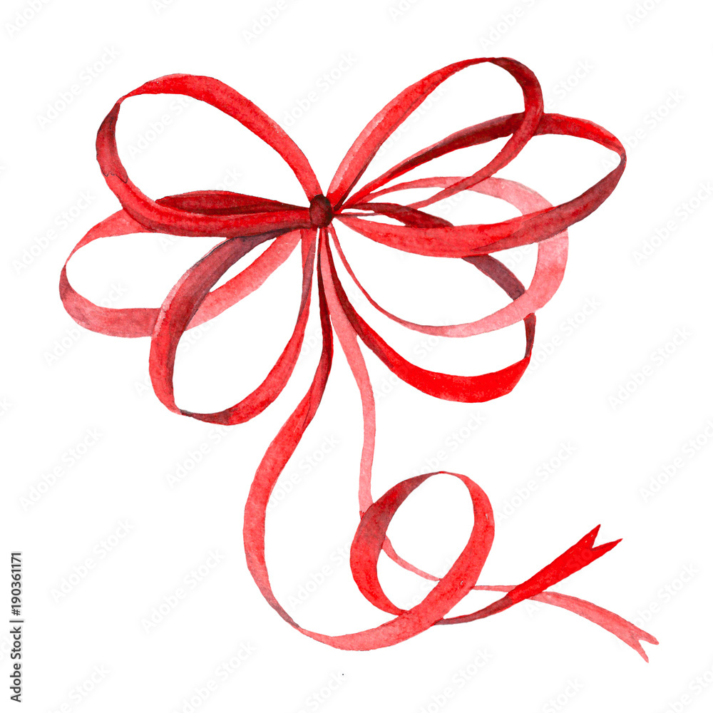 Fototapeta premium Watercolor illustration of a ribbon bow.
