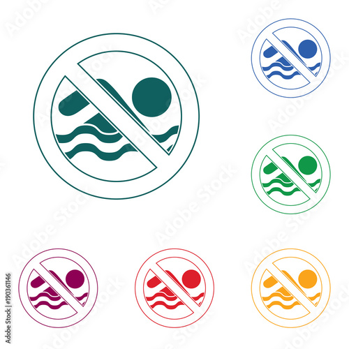 No swimming prohibition sign icon