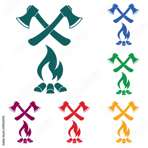 The ax and campfire icon
