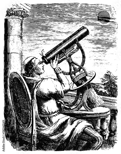 Mann mit Teleskop - Man with telescope