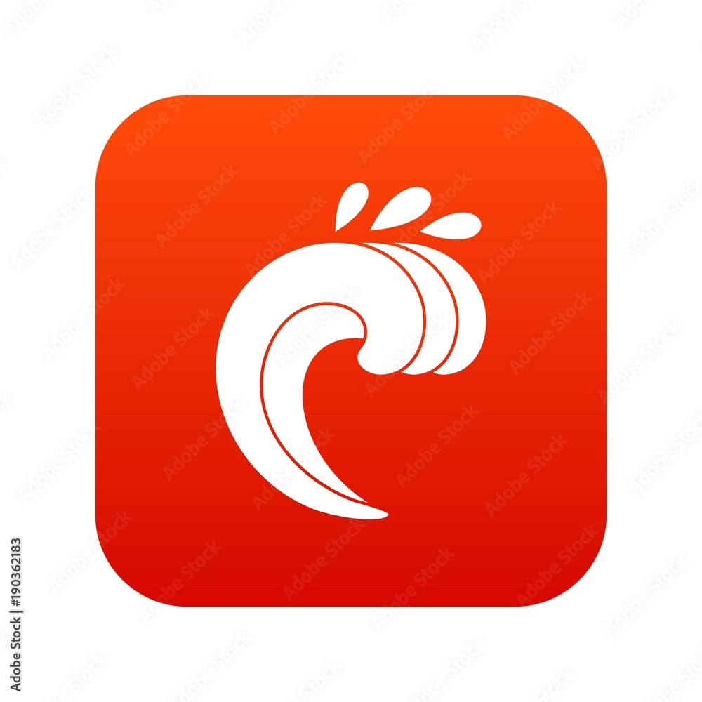 Obraz premium Large curling wave icon digital red