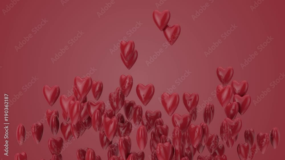 Rote Herzen fliegen nach oben - Valentinstag - Muttertag - Animation