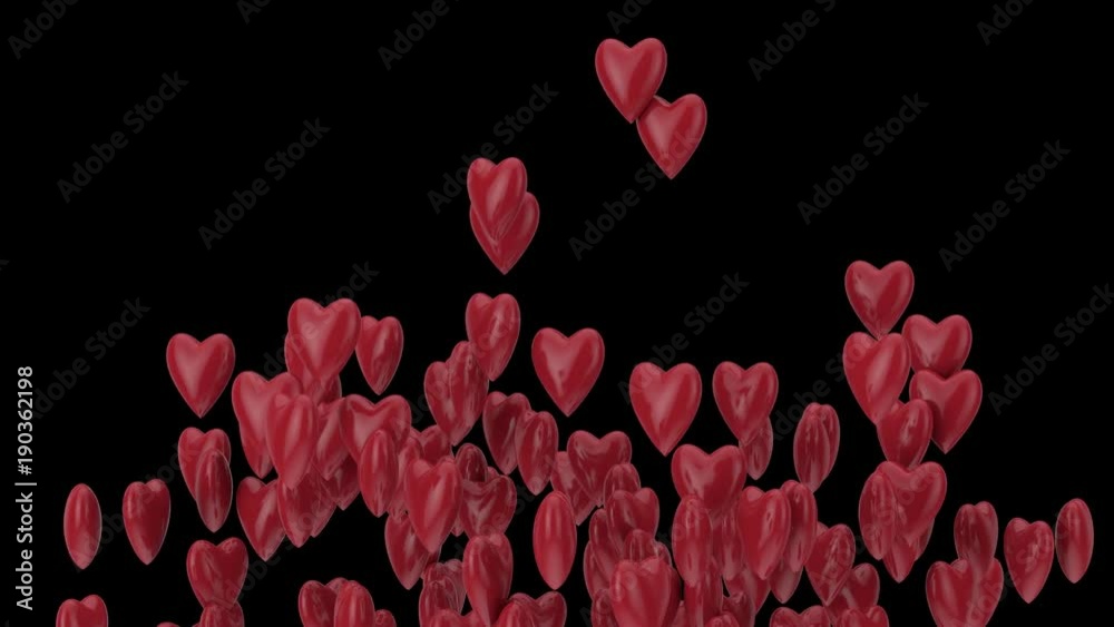Rote Herzen fliegen nach oben - Valentinstag - Muttertag - Animation